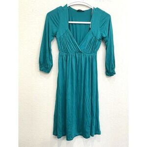 NEW Soprano A-line V Neck Teal Dress Size Small Made in USA Y2K Long Sleeve HOCO